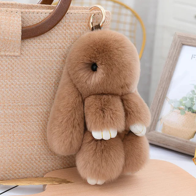 Three Model Size 100% Natural Rex Rabbit Fur Cute Fluffy Bunny Keychain Real Fur Key Chains Bag Toys Doll Lovely Keyring Pendant