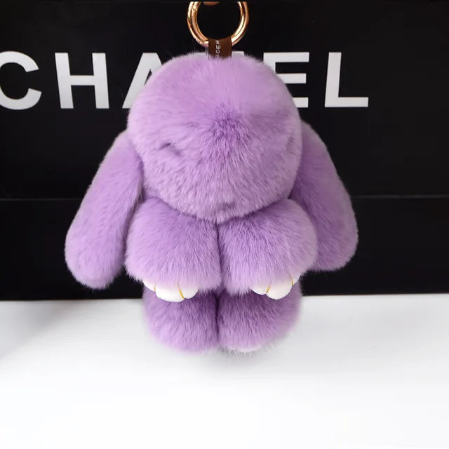 Three Model Size 100% Natural Rex Rabbit Fur Cute Fluffy Bunny Keychain Real Fur Key Chains Bag Toys Doll Lovely Keyring Pendant