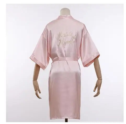 Wedding Bride Bridesmaid Robe Dressing Gown Sexy Women Bathrobe Nightgown Short Sleepwear Casual Flower Kimono Geisha M L XL