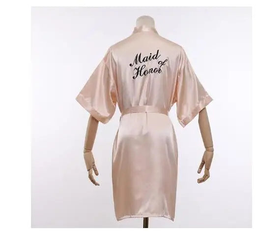 Wedding Bride Bridesmaid Robe Dressing Gown Sexy Women Bathrobe Nightgown Short Sleepwear Casual Flower Kimono Geisha M L XL