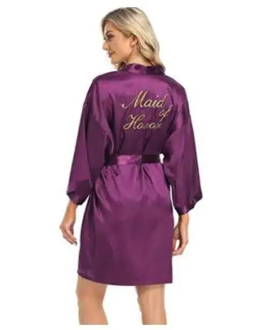 Wedding Bride Bridesmaid Robe Dressing Gown Sexy Women Bathrobe Nightgown Short Sleepwear Casual Flower Kimono Geisha M L XL