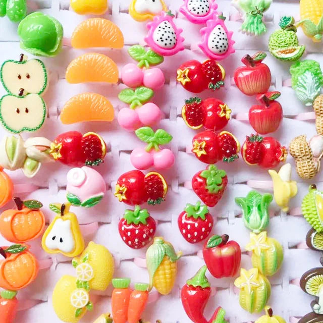 Wholesale 30PCS Jewelry Mixed Lots Resin  Children Kid Rings Cartoon Fruit Candy Dessert Ring Gift Cheap Drop Ship Free