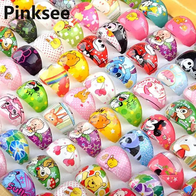 Wholesale 30PCS Jewelry Mixed Lots Resin  Children Kid Rings Cartoon Fruit Candy Dessert Ring Gift Cheap Drop Ship Free