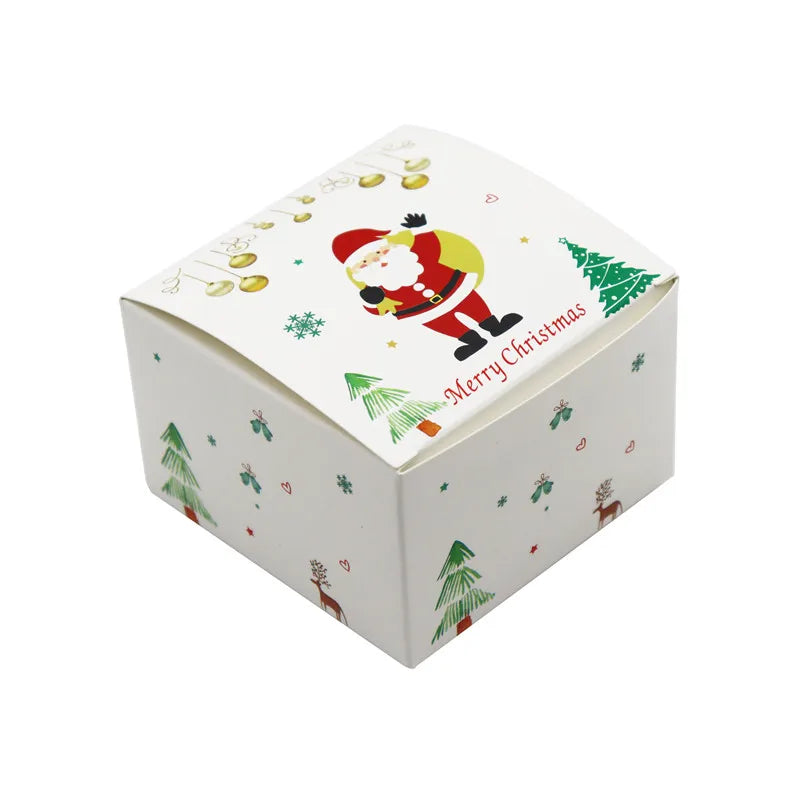 35Pcs/Lot 9x9x6cm Xmas Gift Paper Box Christmas Decoration For Home Guests Cookies Packing Party Supplies