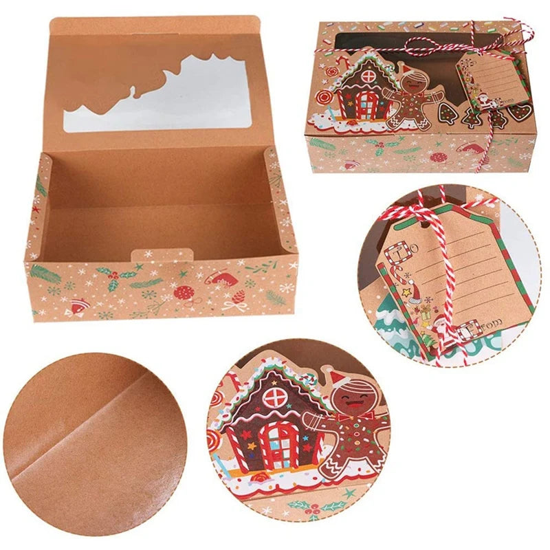 Christmas Cookie Boxes With Window, Holiday Cookie Boxes For Gift Giving, Pastry, Candy, Party Favors, Christmas Boxes