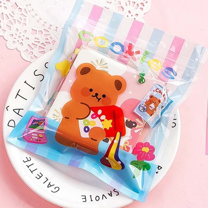 10Pcs/Lot Cute Self-sealing Cookies Bags 13.5x15.5cm Plastic Candy Bags High Quality Biscuit Bag Cartoon Printed Party Snack Bag