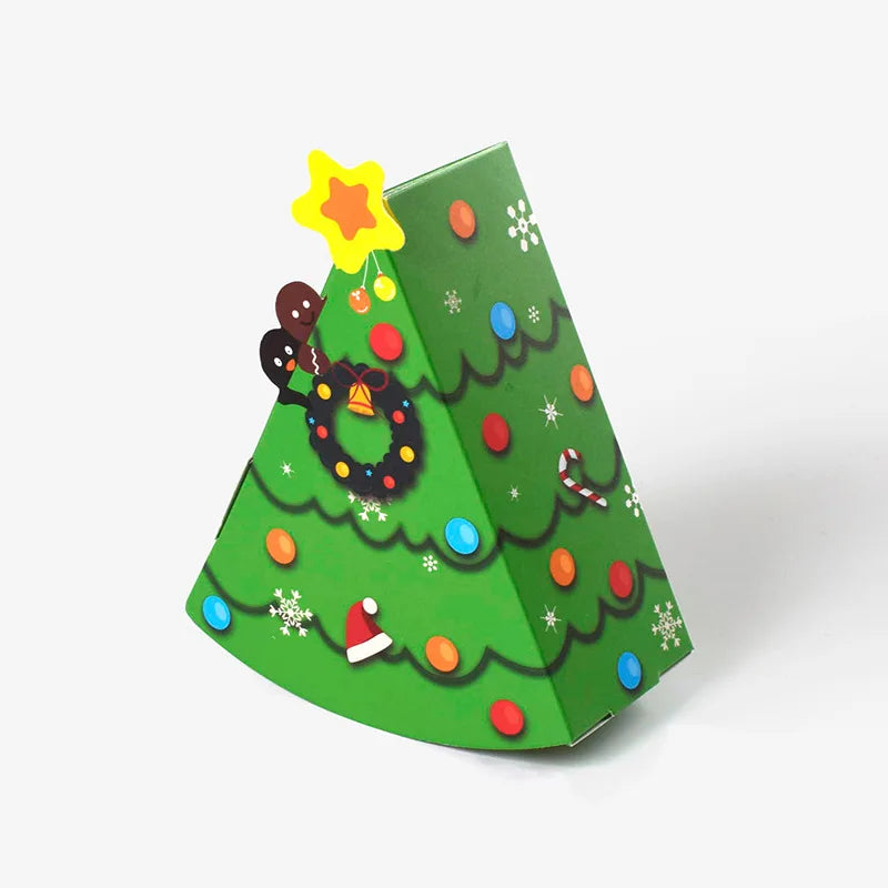 6pcs Christmas Tree Shape Candy Gift Box cake shape Cookie Snack Baking Packaging Box Xmas Treat Party Favors 2025 New Year