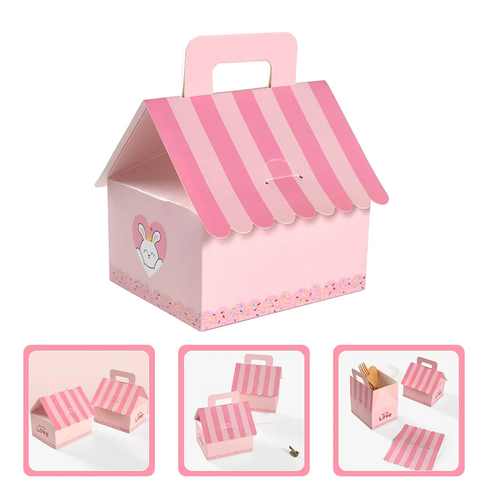 10 Pcs Castle Gift Box Portable Paper Cases Packing Boxes Carton Chocolate Sugar Container Candy Bags Cookies Girl