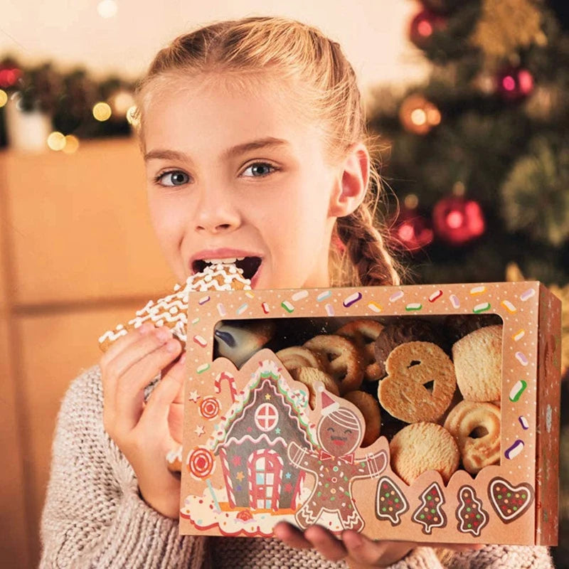 Christmas Cookie Boxes With Window, Holiday Cookie Boxes For Gift Giving, Pastry, Candy, Party Favors, Christmas Boxes