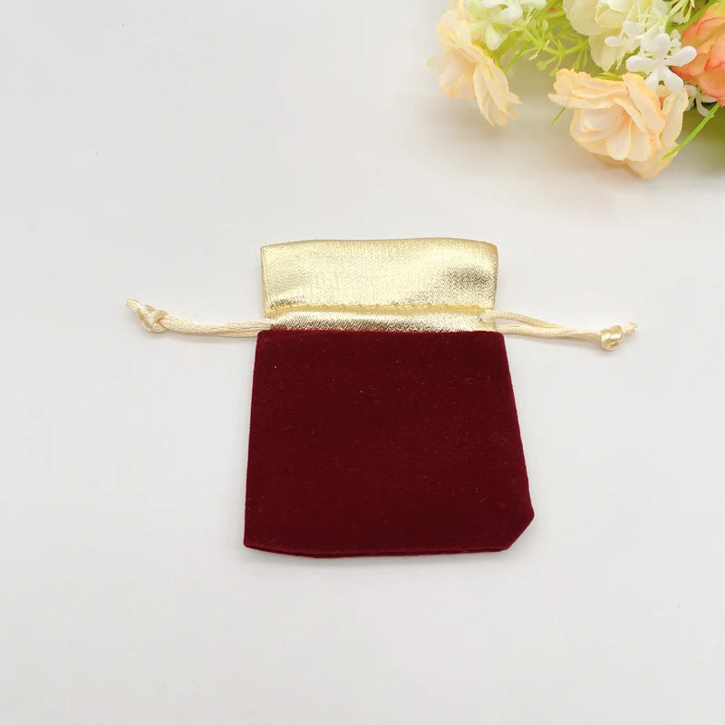 500pcs No Bead Gold Side Velvet Packaging Bag Wedding Sachet Flannel Bags Drawstring Gift Pouches for Jewelry Storage Velvet Bag