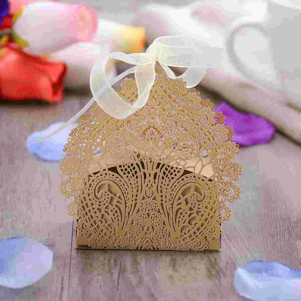 50 Pcs Candy Container Bride Baby Gift Boxes Cake Containers Wedding Favor Bags