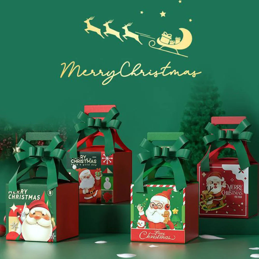 Merry Christmas Candy Paper Box Santa Elk Handheld Gift Packaging Box Christmas Decoration for Home Happy New Year 2025