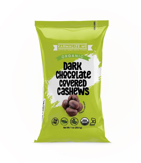 1 oz. Organic Vegan Dark Chocolate Covered Cashews - Pack of 6-0