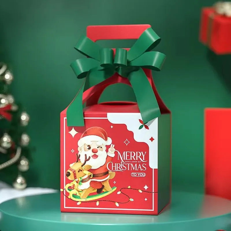 Merry Christmas Candy Paper Box Santa Elk Handheld Gift Packaging Box Christmas Decoration for Home Happy New Year 2025