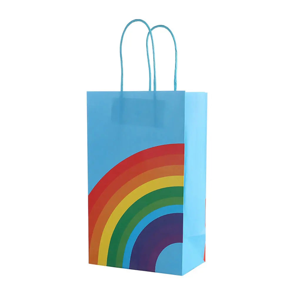 6PCS Rainbow Gift Bags Candy Bags with Handle / Baby Shower Gift Sweets Bag Kid Rainbow Birthday Party Supplies