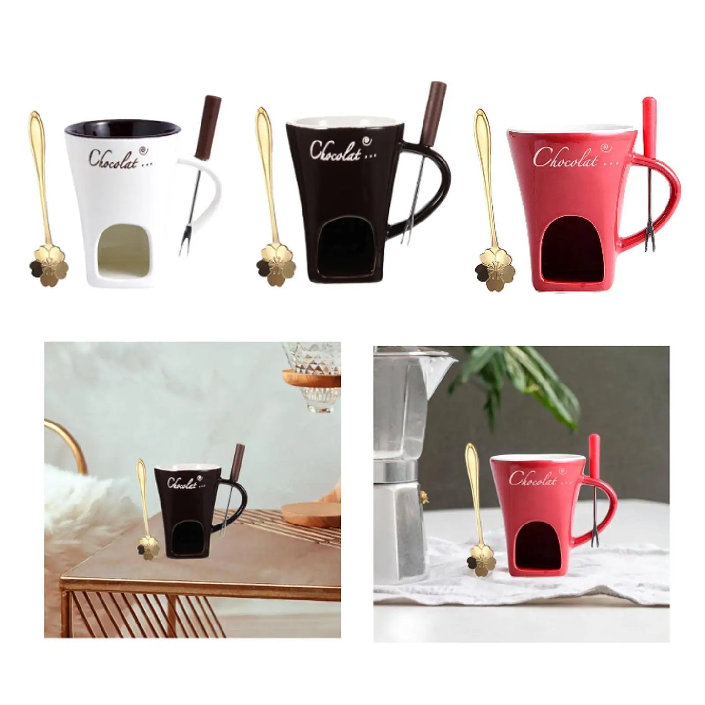 Chocolate Fondue Pot Wedding Caramel Anniversary Cookware Fondue Warmer Mug