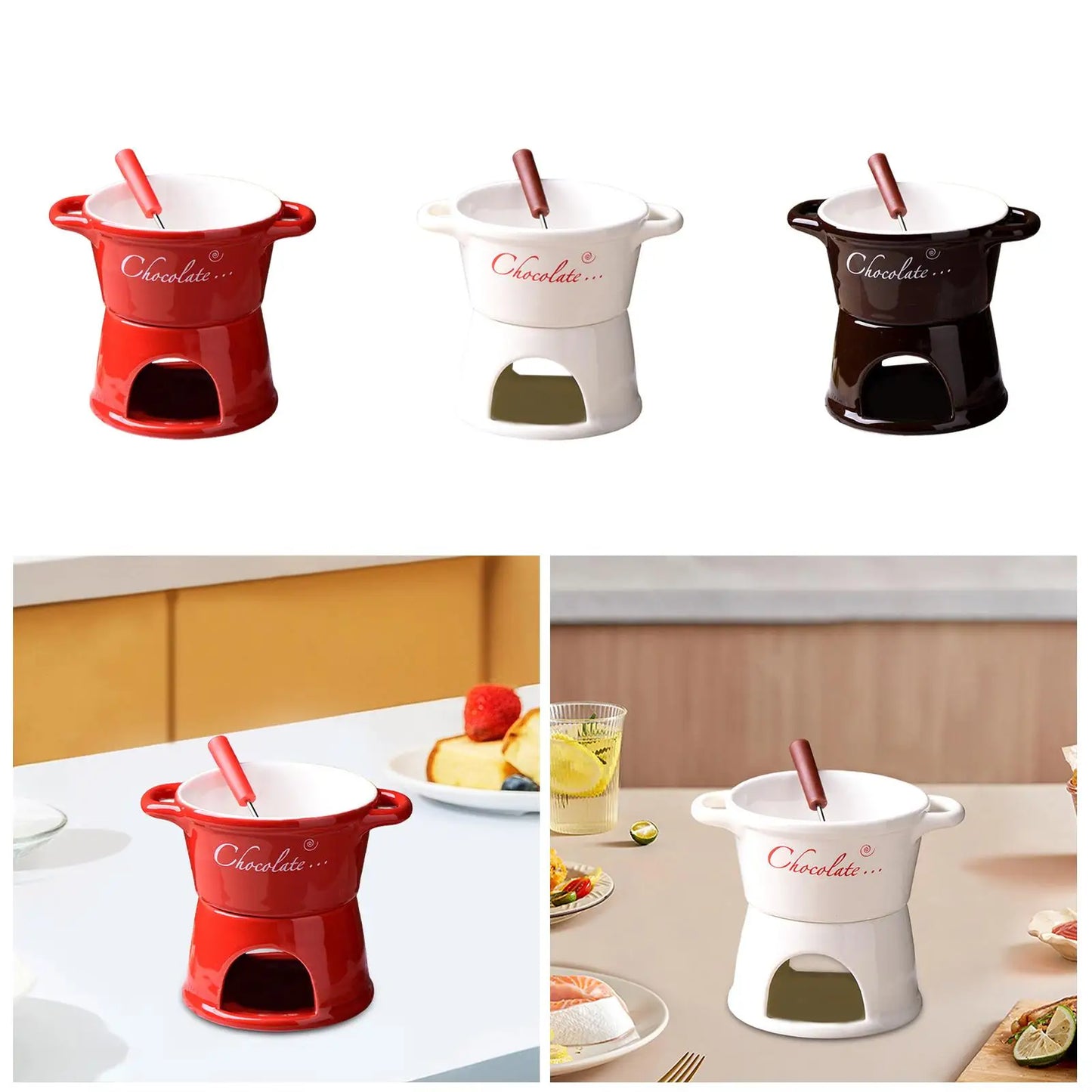 Chocolate Fondue Pot Chocolate Melter Pot Kitchen Appliances Cookware Cheese Fondue Pot for Candy Party Cheese Snack Dessert