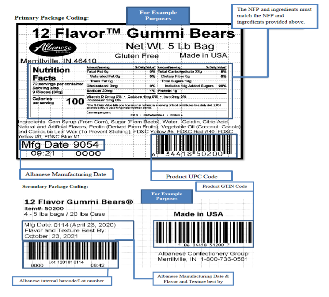 12 Flavor Gummi Bears (Regular) Candy Toppings | TR Toppers G415-200 | Premium Dessert Toppings, Mix-Ins and Inclusions | Canadian Distribution-3