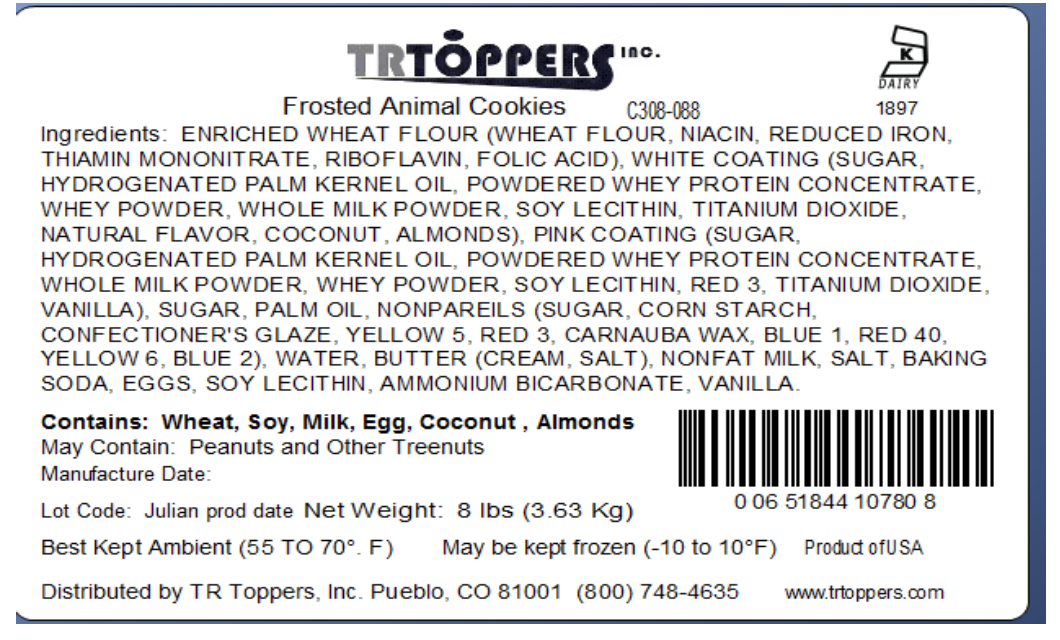 TR Toppers Frosted Animal Cookies Candy Toppings | TR Toppers C308-088 | Premium Dessert Toppings, Mix-Ins and Inclusions | Canadian Distribution-3