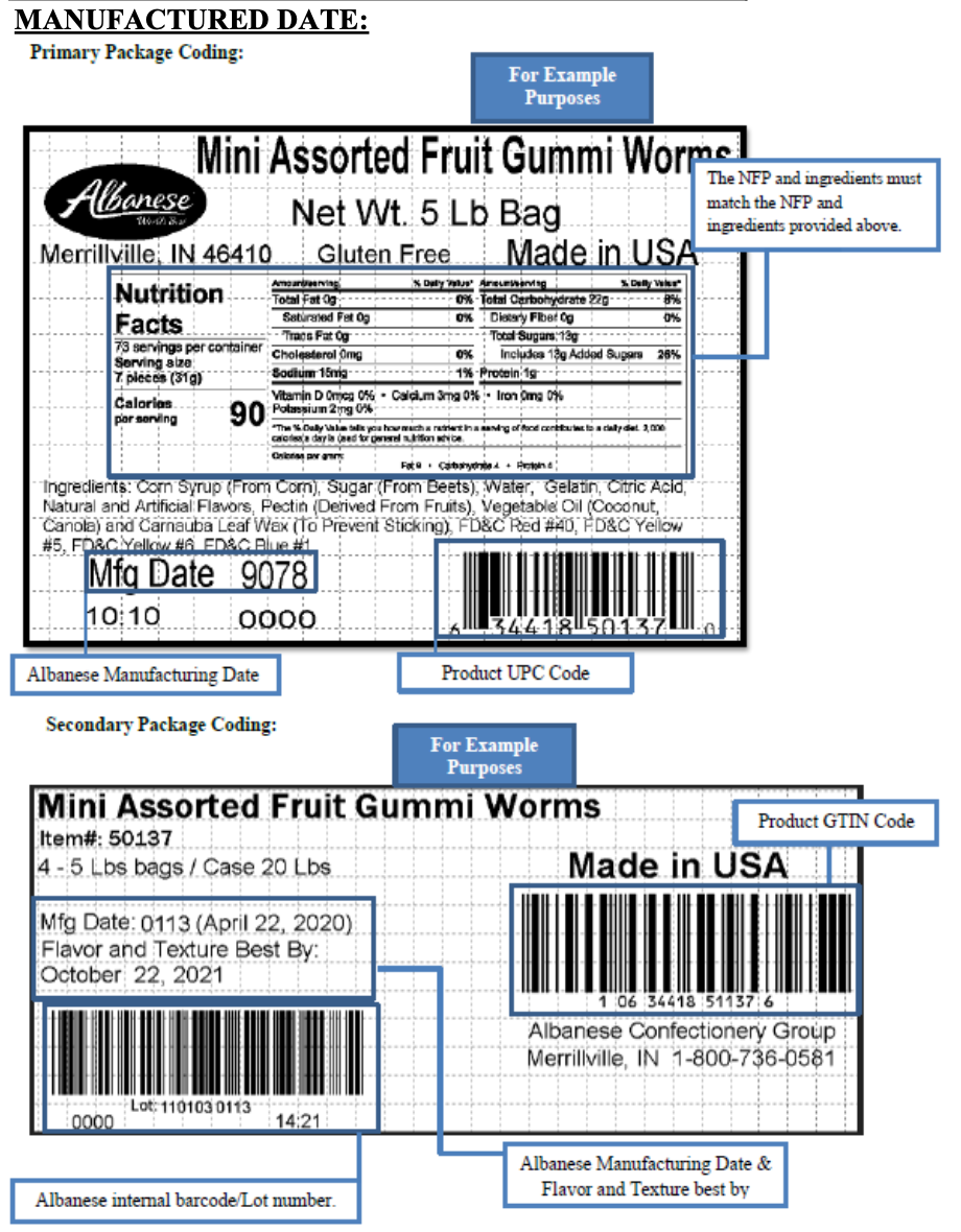 Gummi Worm Mini Asst Fruit 2" Candy Toppings | TR Toppers G455-201 | Premium Dessert Toppings, Mix-Ins and Inclusions | Canadian Distribution-3