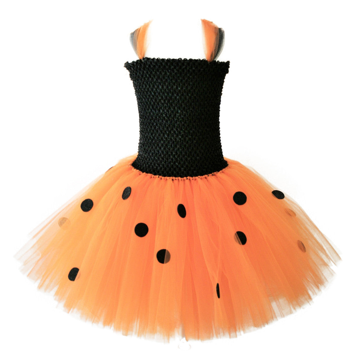 Children’s Halloween Pumpkin Tutu Dress With 3-Pieces Jewelry-2