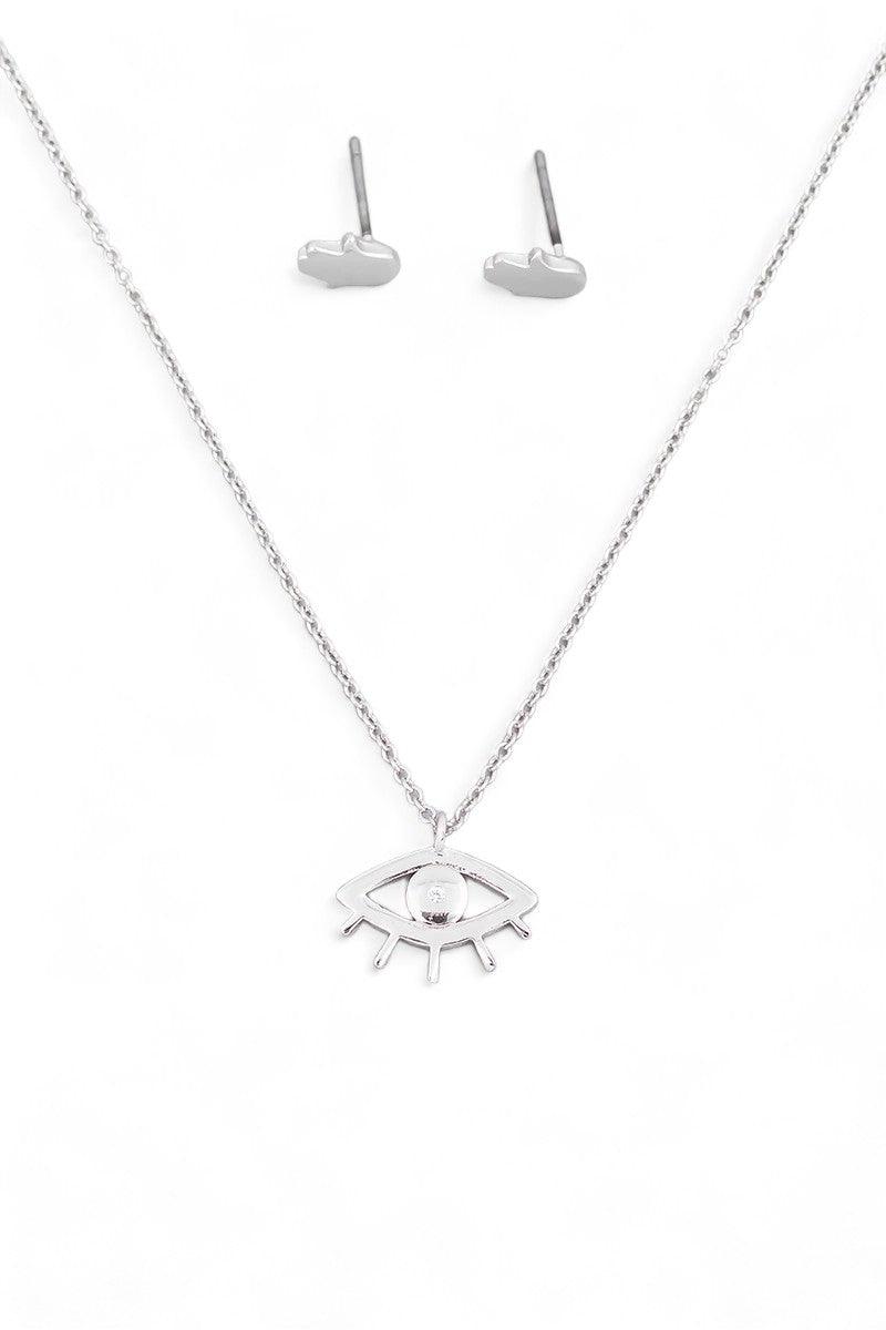 Evil Eye Necklace Small Hamsa Jewelry Sets-5