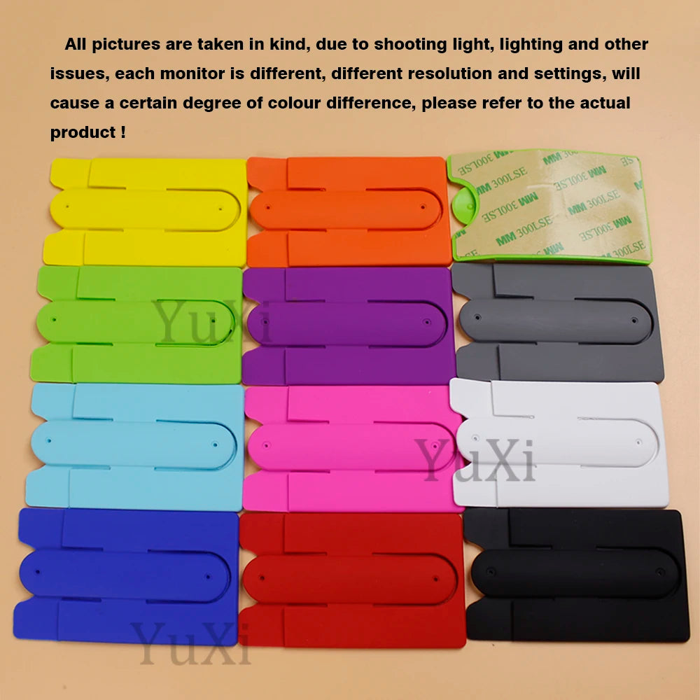 1 piece Silicone Phone Holder Colorful ID Card Cover Wallet Case For Cell Phone Adhesive Sticker Back Holder Stand Universal